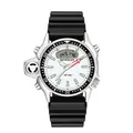 Orologio sportivo da uomo SAMDA a doppio display con cinturino nero e quadrante bianco - Serie 3008 / Bianco e nero