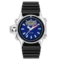 Orologio sportivo SAMDA con quadrante blu e cinturino in resina nera in argento - Serie 3008 / Blu nero