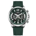 Reloj cronógrafo de cuarzo de lujo para hombre con esfera verde y correa de silicona - Verde (Silicona)