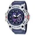 SMAEL white and blue rugged outdoor sports watch with analog-digital dual display - Outdoor Dual Display Sport Watch (8007) / Blue