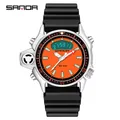 Orologio sportivo impermeabile multifunzione SAMDA con quadrante arancione e cinturino - Serie 3008 / Nero Arancione
