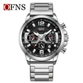 Elegante reloj de cuarzo cronógrafo para hombre con correa de acero plateado y esfera negra - Plata/Negro (Correa de Acero)
