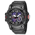 SMAEL rugged outdoor sports watch for men with dual analog-digital display in black - Outdoor Dual Display Sport Watch (8007) / Black