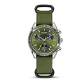 MEGIR men's chronograph watch featuring a vibrant green nylon strap and silver case. - Steel Case Green Black Dial Green Strap