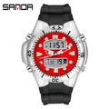 Orologio digitale sportivo impermeabile SAMDA con grande quadrante rosso e cinturino in gomma - Serie 3009 / Nero rosso