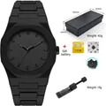 Reloj de cuarzo minimalista para hombre en negro mate con kit de herramientas y caja - Octagonal Quartz Watch Set (QT995-3) / Negro