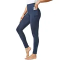 Detail einer marineblauen Reitleggings mit Funktionstasche und Silikon-Grip-Besatz - S / Unterteile / Blau