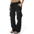 Pantalon cargo noir de style vintage avec plusieurs poches et coupe droite décontractée - XS / Bas / Noir
