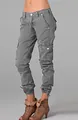 Women's grey multi-pocket cargo tactical pants with drawstring cuff jogger style. - XS / Bottoms / Gray