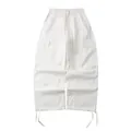 Weiße Vintage-Cargohose mit weitem Bein und funktionellen Seitentaschen für Damen - S / Unterteile / Weiß