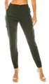Full front view of women's dark green multi-pocket cargo pants with elastic waist - S / Bottoms / Army Green