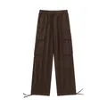 Retro braune Cargohose mit weitem Bein, Kordelzug und verstellbarem Saum - S / Unterteile / Braun