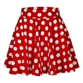 Vue de face d'une mini-jupe trapèze rouge à pois blancs avec taille élastique - XL / Bas / Rouge