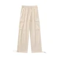 Pantaloni cargo vintage beige a gamba larga con coulisse in vita e polsini regolabili - Albicocca