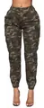 Front view of women's camouflage cargo pants with multi-pocket design and jogger cuffs - Camouflage