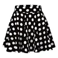 Chic black and white polka dot mini A-line skirt with comfortable elastic high waist - S / Bottoms / Black