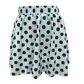 Mini-jupe évasée bleu clair à gros pois noirs avec taille élastique confortable - Bleu clair