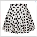Mini-jupe évasée à pois noir et blanc avec taille haute élastique style vintage - S / Bas / Blanc