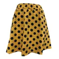 Mini-jupe évasée jaune à pois noirs avec conception à taille élastique - Jaune