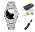 Reloj plateado para hombre con esfera de números arábigos y kit de herramientas - Glossy Metal Contrast Dial Quartz Watch Set (QT984-3)