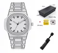 Reloj de cuarzo minimalista de silicona blanco estilo cómic 2D con caja de regalo - 2D Outline Style Quartz Watch Set (QT1009 White)