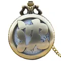 Vintage bronze pocket watch featuring a hollowed-out Chinese surname Shen character design - Shen Surname Style (with Fine Chain)