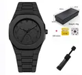 Reloj de cuarzo negro para hombre con números árabes, incluye caja de regalo y batería - Arabic Numerals Dial Quartz Watch Set (Pintime)