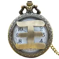 Vintage antique bronze pocket watch featuring hollowed-out Chinese surname Wang design - Wang Surname Style (New) (with Fine Chain)