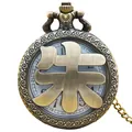 Vintage bronze pocket watch featuring hollowed-out Chinese surname Zhu design - Zhu Surname Style