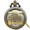 Vintage bronze pocket watch with hollowed Chinese surname Gao design on cover. - Gao Surname Style