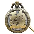 Vintage bronze pocket watch featuring Chinese surname Wei with hollowed design. - Wei Surname Style
