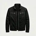 Vue détaillée d'une veste de travail vintage noire pour hommes avec fermetures - S / Hauts / Noir
