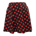 Mini-jupe évasée chic à pois noirs et rouges avec taille élastique confortable pour femmes - Pois Rouge Noir