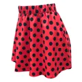 Mini-jupe trapèze rouge à pois noirs et taille élastiquée pour femme - Rouge avec des Points Noirs