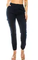 Women's multi-pocket cargo pants in navy blue with elastic waist and jogger cuffs - Navy Blue