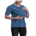 Maglietta blu premium con tasca a marsupio per uomo per calmare e trasportare i neonati - 3XL / Top / grigio-blu