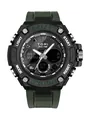 Vue détaillée du cadran de la montre de sport TOMI et du bracelet vert olive - Army Green (T227-3)