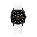 Montre à quartz unisexe avec cadran carré noir et bracelet en silicone blanc chic - Bracelet Blanc Cadran Noir (H9375L-S)