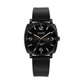 Élégante montre à quartz noire avec bracelet en silicone durable et boîtier carré - Bracelet Noir Cadran Noir (H9375L-S)