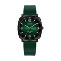 Minimalist unisex quartz watch featuring a green sunburst dial and green silicone strap - Green Strap Green Dial (H9375L-S)