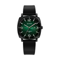 JRANDE Unisex Quartz Watch featuring Green Sunburst Dial and Black Silicone Strap - Black Strap Green Dial (H9375L-S)