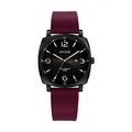Stylish unisex quartz watch featuring a burgundy silicone strap and sleek black dial - Wine Red Strap Black Dial (H9375L-S)