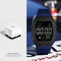 TOMI Sport Digitaluhr für Herren mit großem LED-Display und blauem Silikonarmband - Blaue Geschenkset-Box / Blau (T230-2)