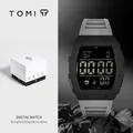 TOMI Sport-Digitaluhr für Herren mit grauem Silikonarmband und schwarzem Zifferblatt - Grau Mit Geschenkbox / Grau (T230-4)
