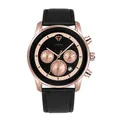 Montre à quartz TOMI pour hommes d'affaires avec boîtier en or rose et bracelet en cuir noir - Boîtier Or Rose Bracelet Noir Cadran Noir (T603-5)