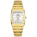 Montre à quartz Longbo classique avec bracelet en acier doré et cadran tonneau - Style Homme / Boîtier Or Cadran Blanc