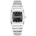LONGBO men's business quartz watch with silver steel band and black square dial - Male Style / Silver Case Black Dial