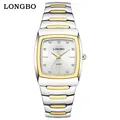 Elegant LONGBO two-tone stainless steel quartz watch with tonneau case for business - Male Style / Silver and Gold Two-tone White Dial