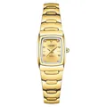 Elegant LONGBO gold-tone quartz watch with rectangular crystal dial and link bracelet - Female Style / Gold
