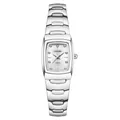 Elegant silver stainless steel LONGBO quartz watch for men with sparkling diamond markers - Female Style / White